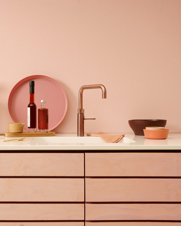 Quooker Fusion Square Pro3 køkkenarmatur, kogende vand, rosa kobber