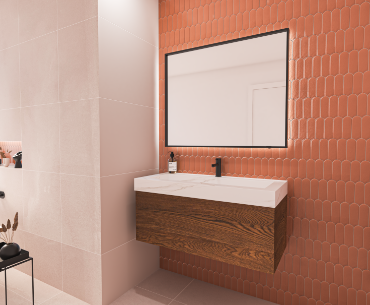 Sanibell Ink SP32 speil med lys, 60x80 cm, børstet sort