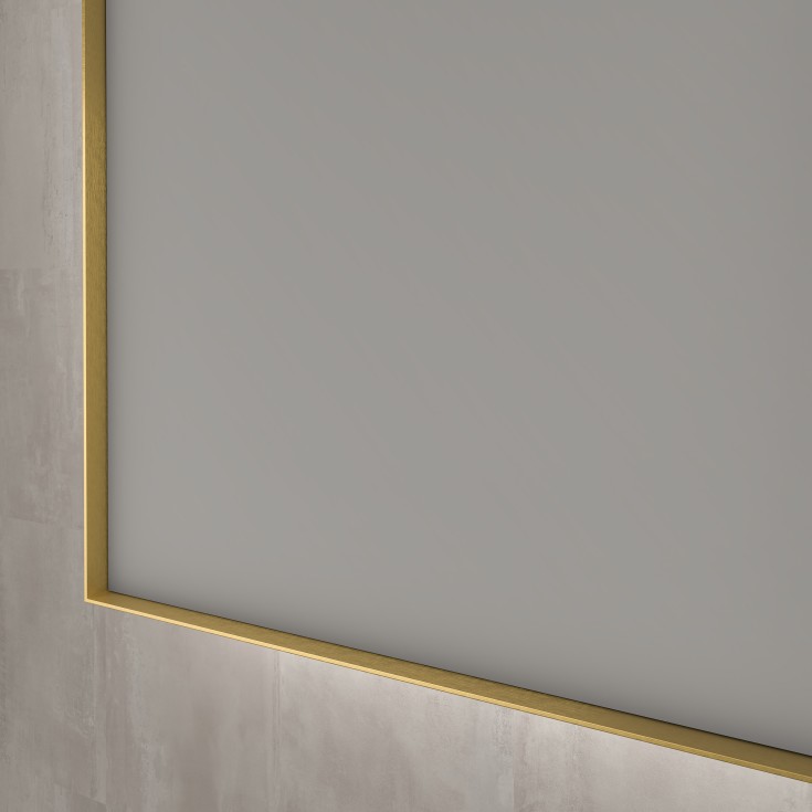 Sanibell INK SP32 LED spejl 80x80cm på børstet mat guld ramme