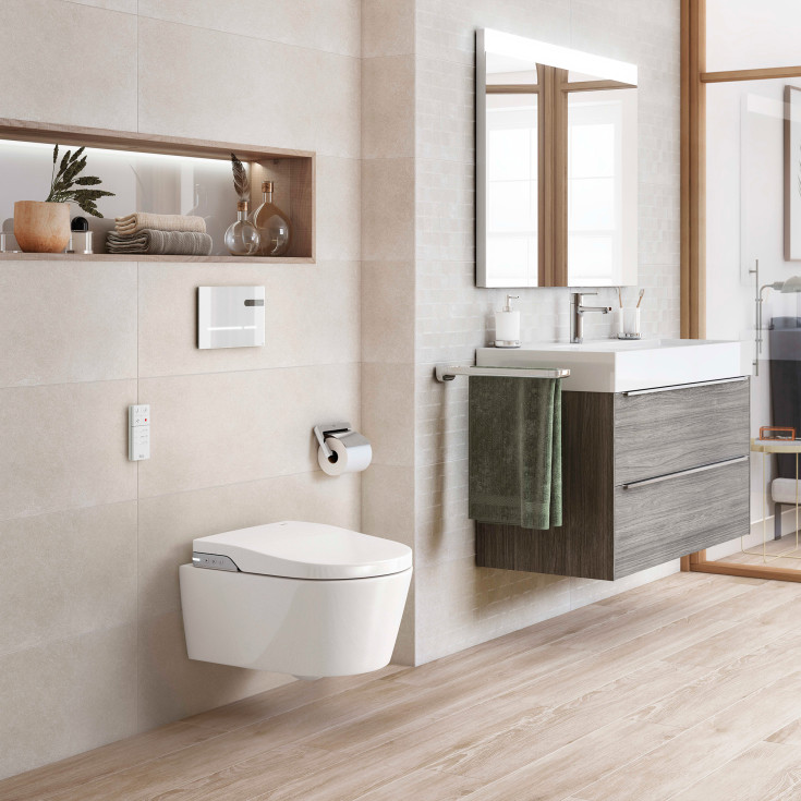 Roca Inspira In-Wash douchetoilet, uden skyllekant, hvid