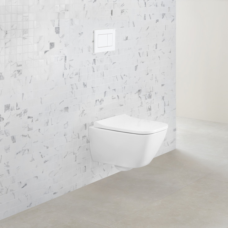 Geberit Smyle Square væghængt toilet, uden skyllekant, rengøringsvenlig, hvid