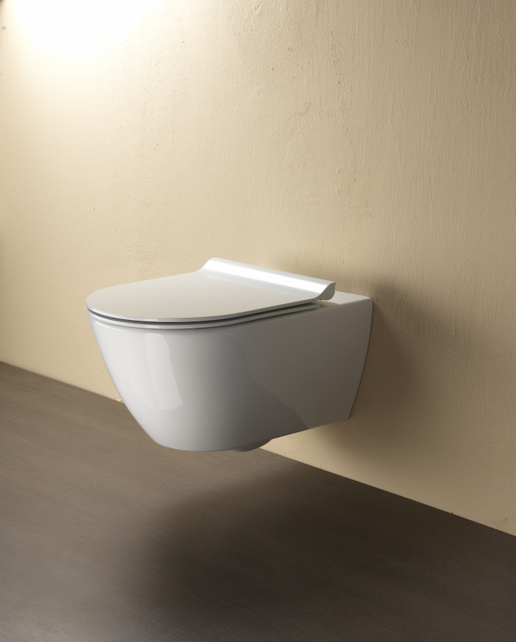 GSI Pura væghængt toilet, uden skyllekant, antibakteriel, hvid