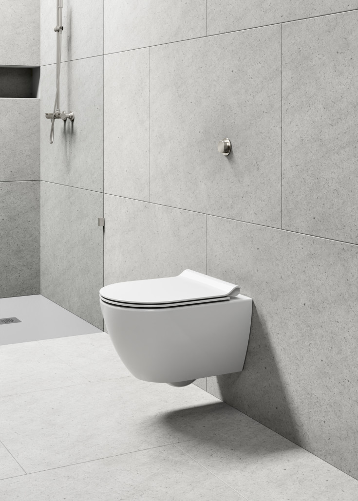 GSI Pura væghængt toilet, uden skyllekant, antibakteriel, hvid