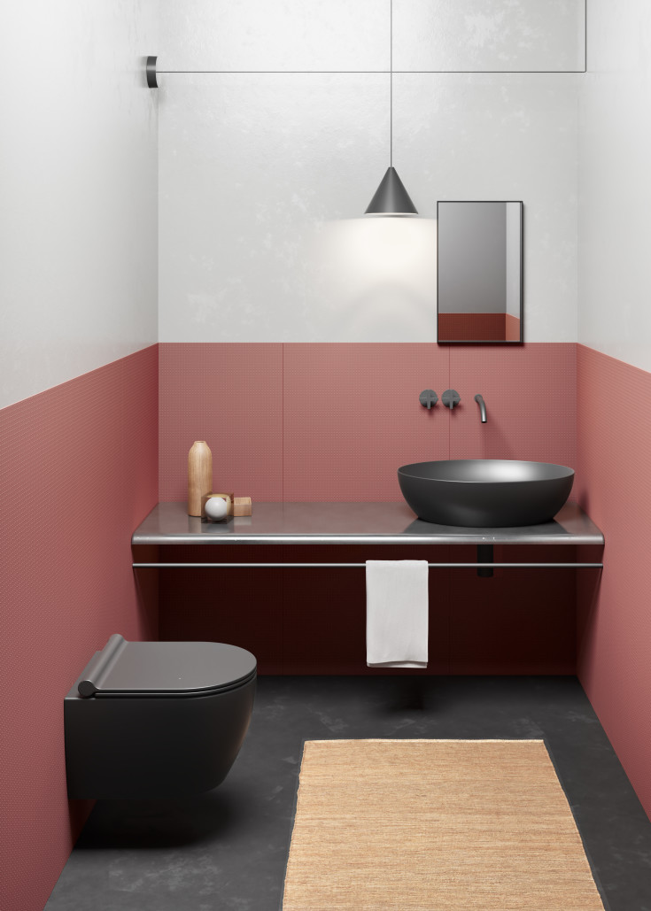 GSI Pura væghængt toilet, uden skyllekant, antibakteriel, mat sort