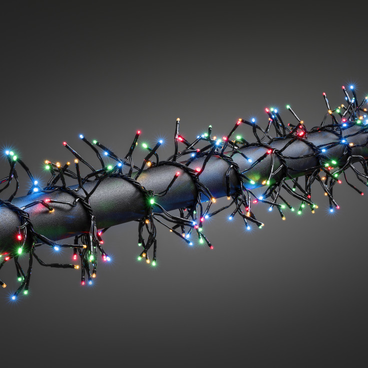 Konstsmide Cluster lyslenke utendørs, 1536 fargede lys, 11,3 meter
