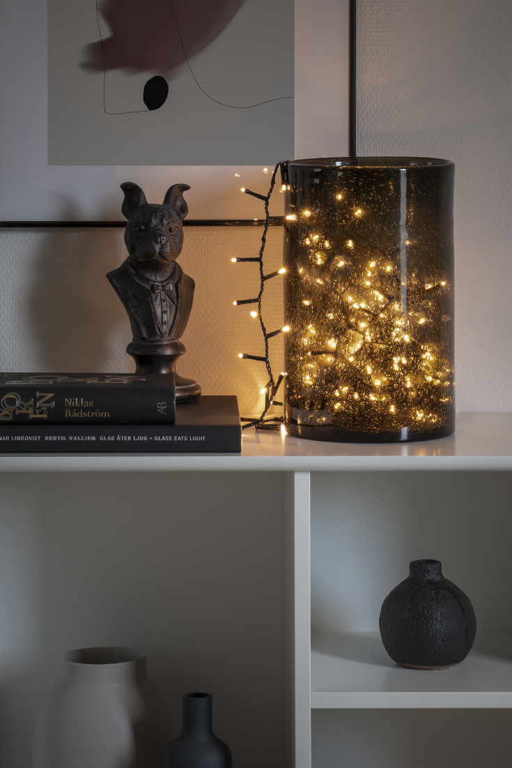 Konstsmide Cluster lyskæde, 200 varm hvide lys, 4,38 meter