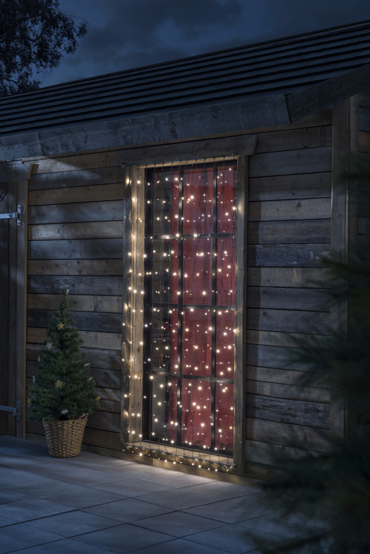 Konstsmide udendørs lysgardin, 208 varm hvide lys