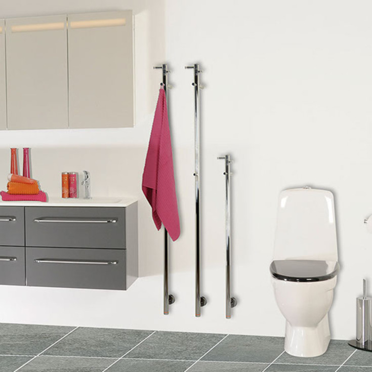 Kriss Uno håndklædetørrer, el, 148x3 cm, poleret rustfrit stål