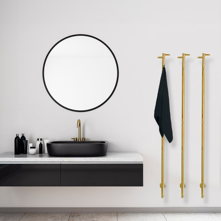 Kriss Uno håndkletørker, el, 148x3 cm, messing