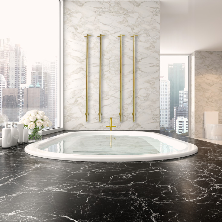 Kriss Uno håndkletørker, el, 148x3 cm, messing