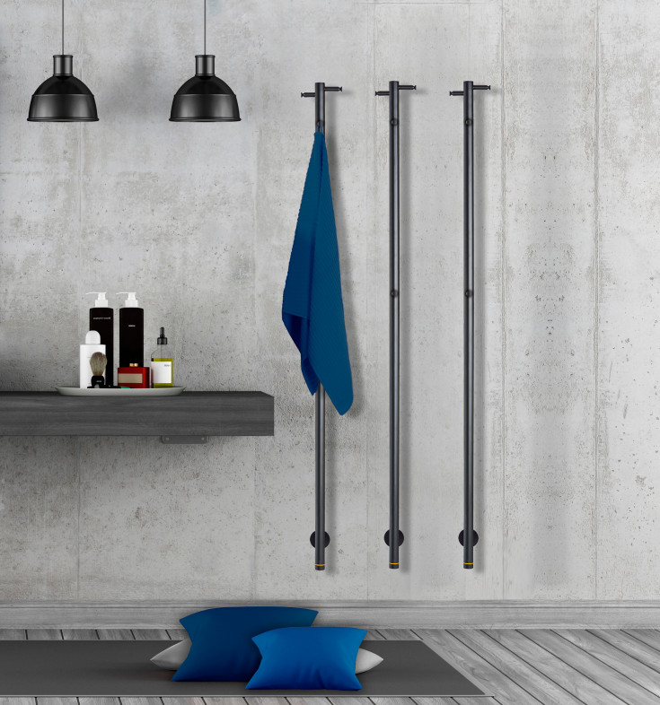 Kriss Uno håndklædetørrer, el, 148x3 cm, mat sort