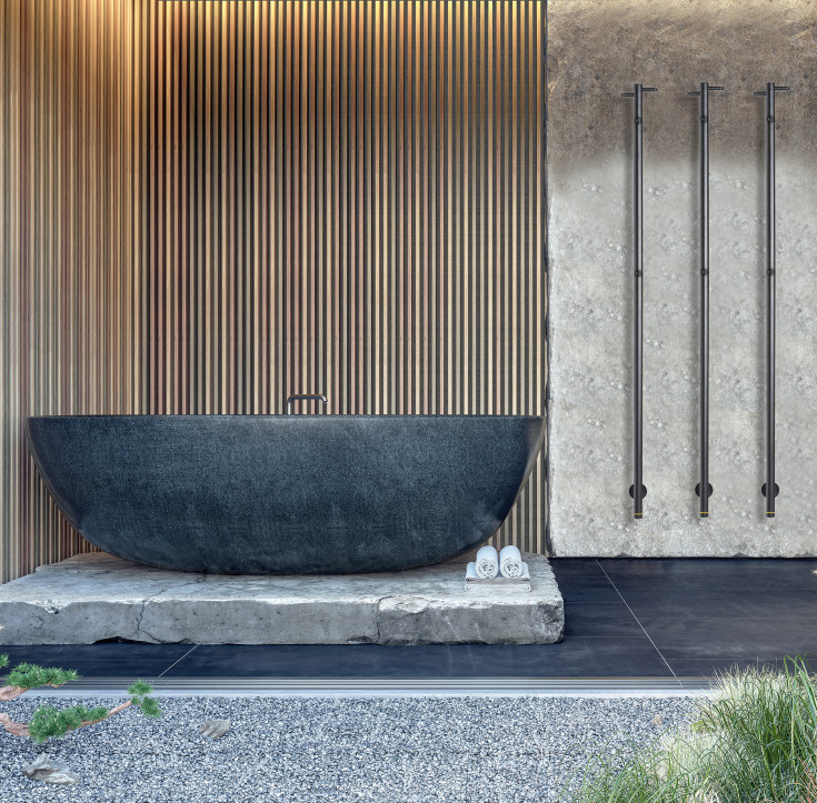 Kriss Uno håndklædetørrer, el, 148x3 cm, mat sort