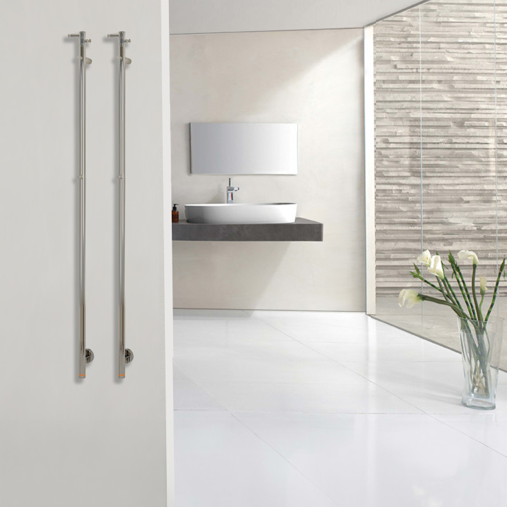 Kriss Uno håndklædetørrer, el, 148x3 cm, børstet stål