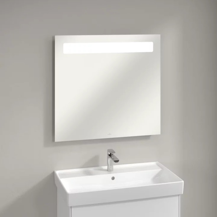 Villeroy & Boch spejl med lys, dæmpbar, 80x75 cm