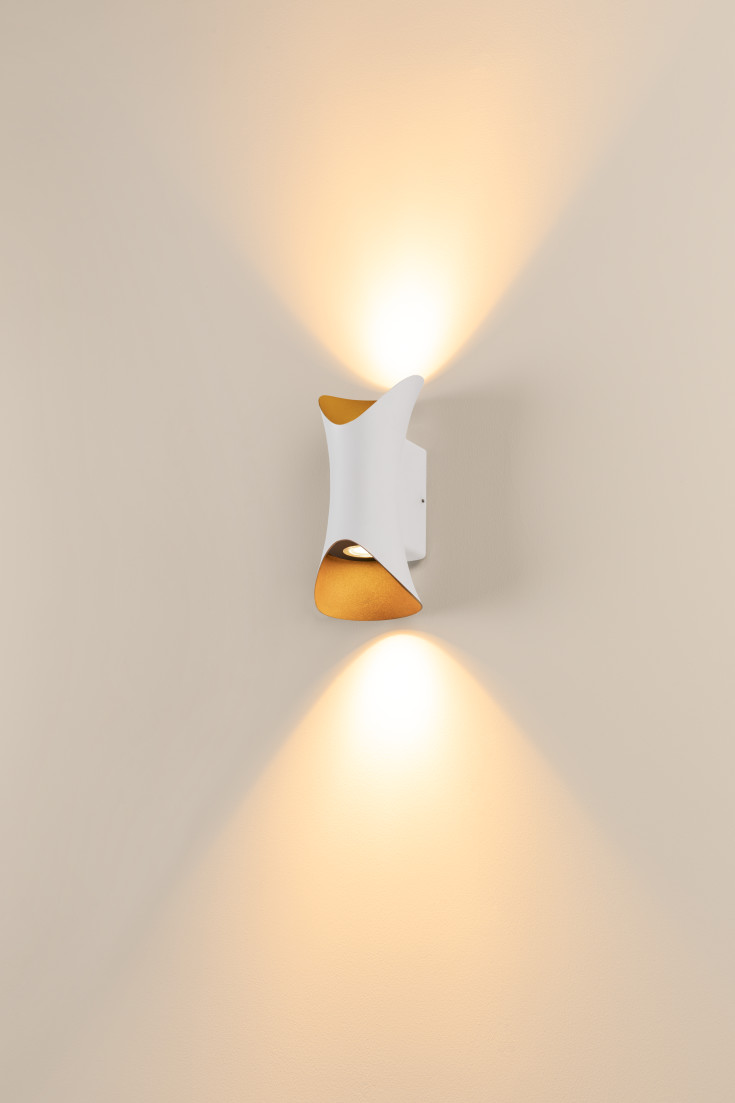 SLV Modela vägglampa utomhus, vit/guld
