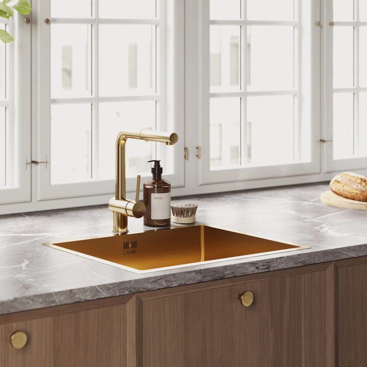 Lavabo Kubus 500 Soft kjøkkenvask, 54x44 cm, messing