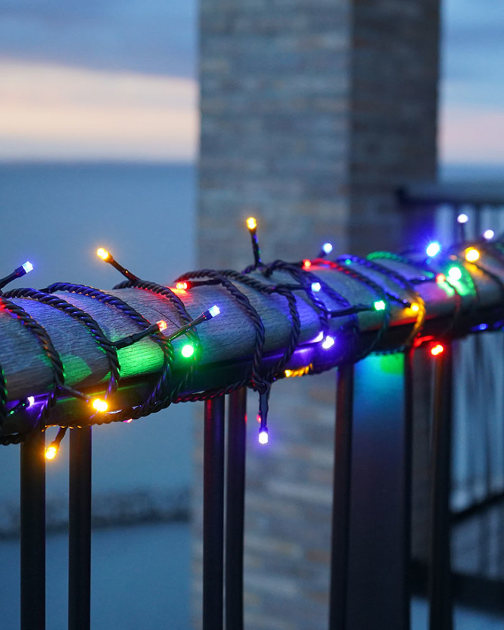 6 stk Sirius Top-Line Energy lyslenke utendørs, 50 fargede lys, 5 meter, forlengelse