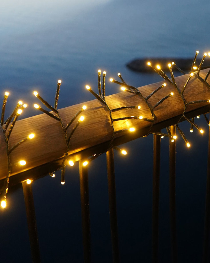 10 stk Sirius Easy-Line Cluster lyslenke utendørs, 2000 varmhvite lys, 40 meter