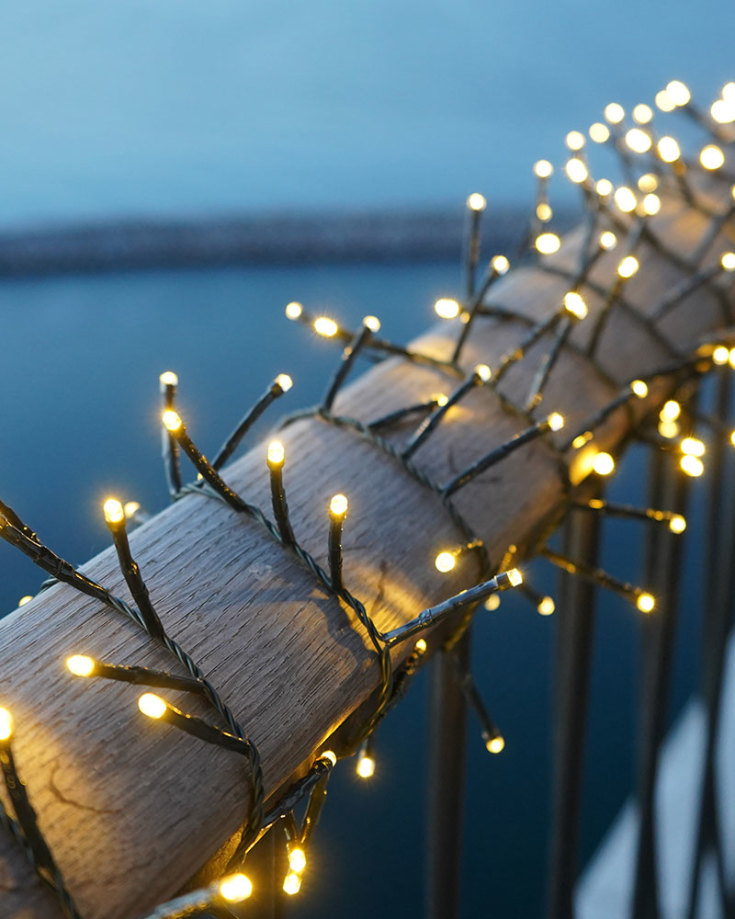 10 stk Sirius Easy-Line Cluster lyslenke utendørs, 180 varmhvite lys, 3,6 meter