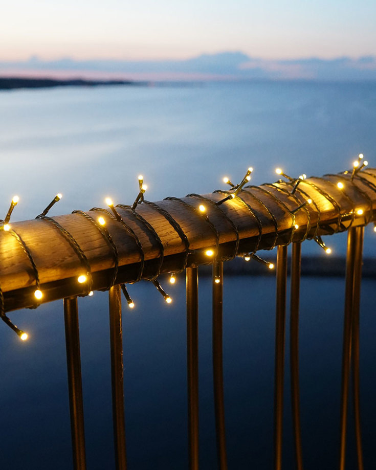 10 stk Sirius Easy-Line lyslenke utendørs, 40 varmhvite lys, 3,9 meter