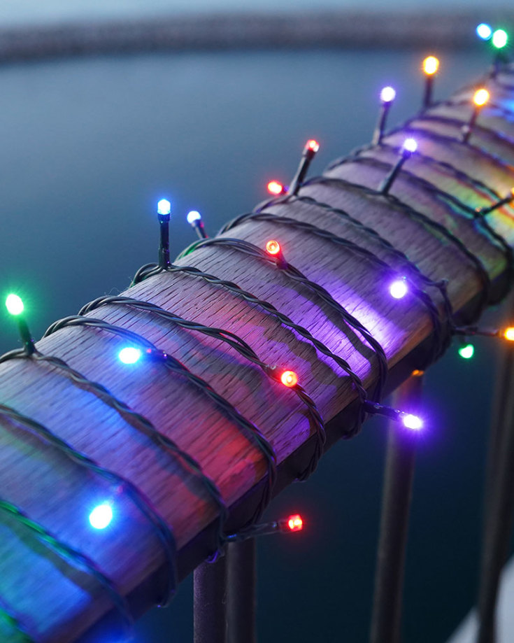 10 stk Sirius Easy-Line lyslenke utendørs, batteri, 80 fargede lys, 7,9 meter