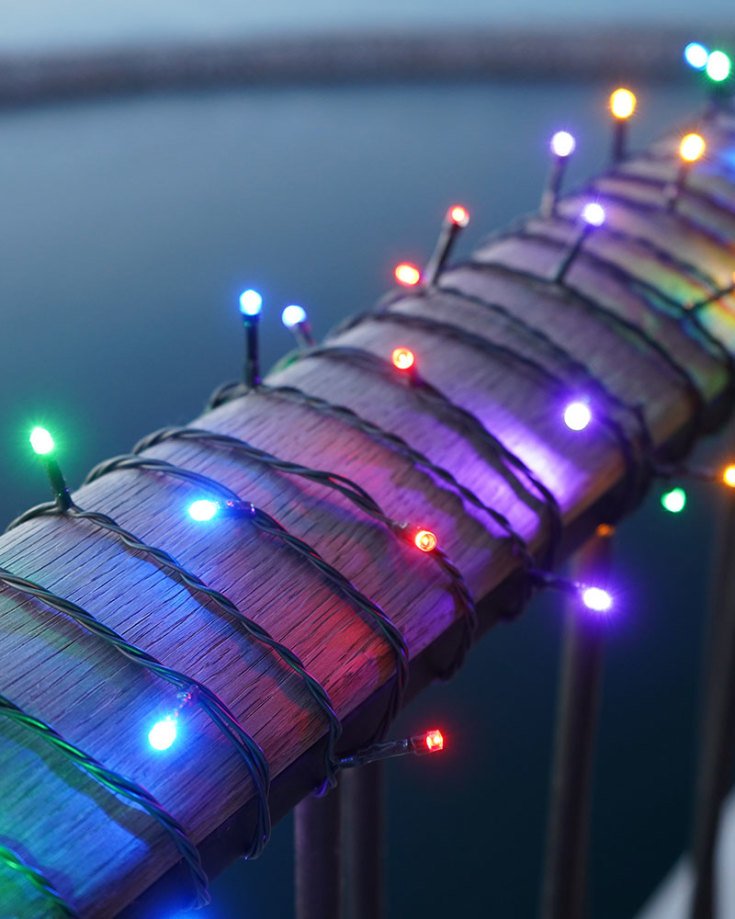 10 stk Sirius Easy-Line lyslenke utendørs, 200 fargede lys, 19,9 meter