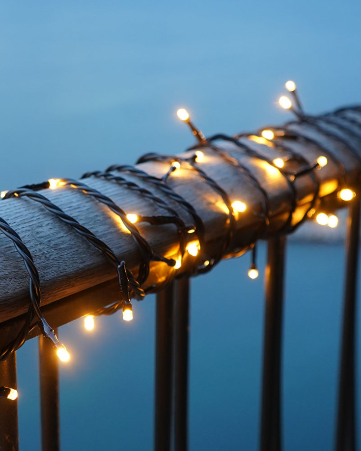 6 stk Sirius Top-Line Energy lyslenke utendørs, 50 varmhvite lys, 5 meter, forlengelse