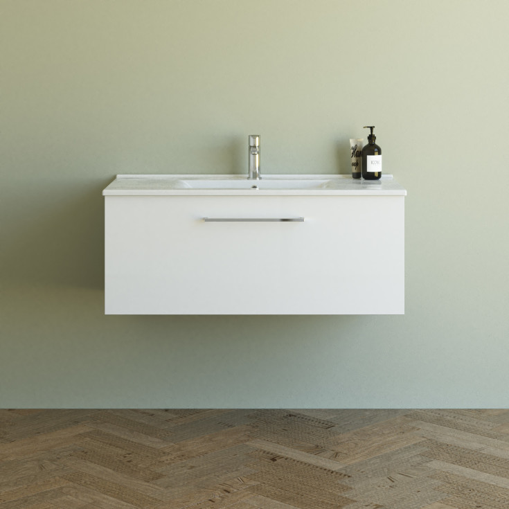 Dansani Mido+ møbelpakke, 101x45,5 cm, hvit høyglans