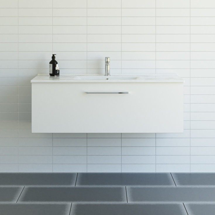 Dansani Mido+ møbelpakke, 121x45,5 cm, matt hvit