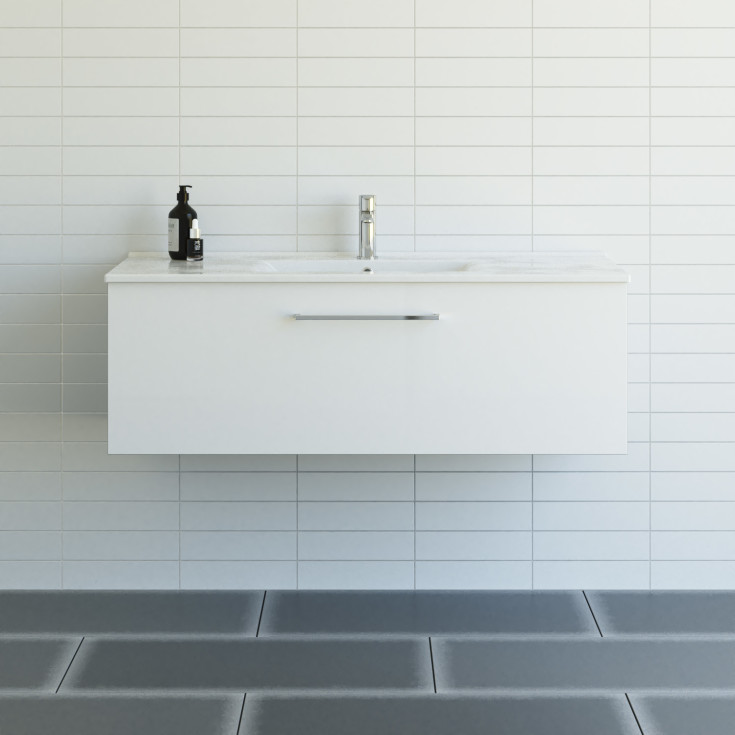 Dansani Mido+ møbelpakke, 121x45,5 cm, hvit høyglans