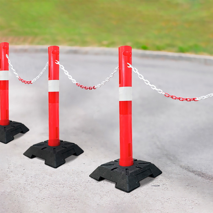 Afspærringskæde i plast, rød/hvid - 25 M