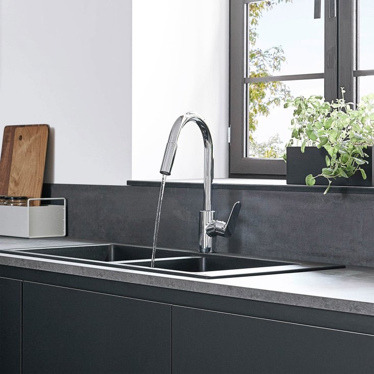Hansgrohe Focus M41 kjøkkenarmatur, uttrekkbar tut, krom