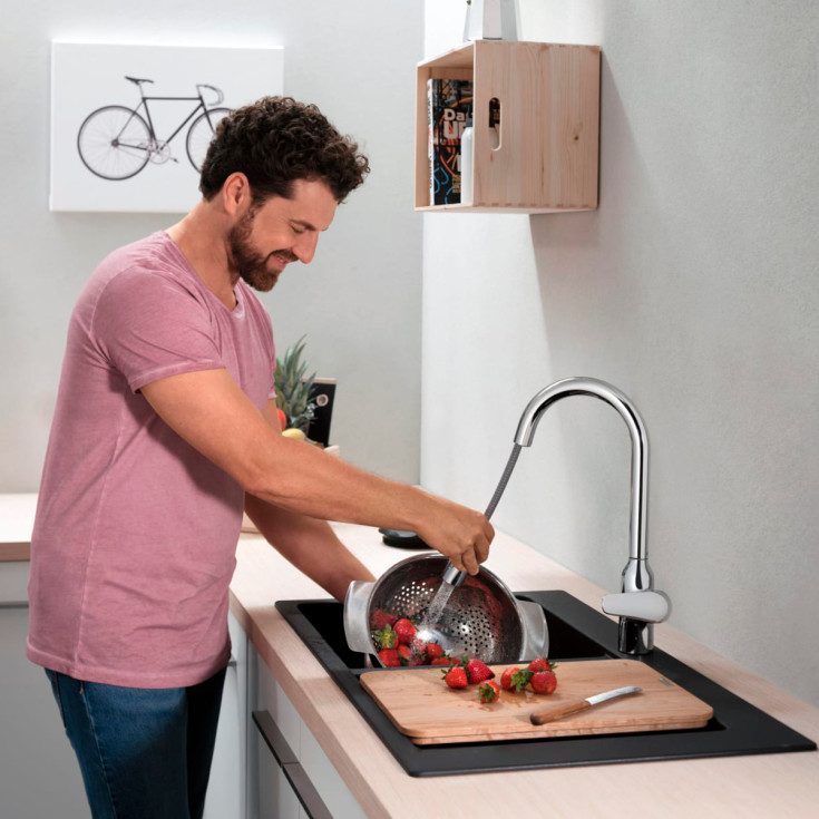 Hansgrohe Focus M41 köksblandare, utdragbar pip, krom
