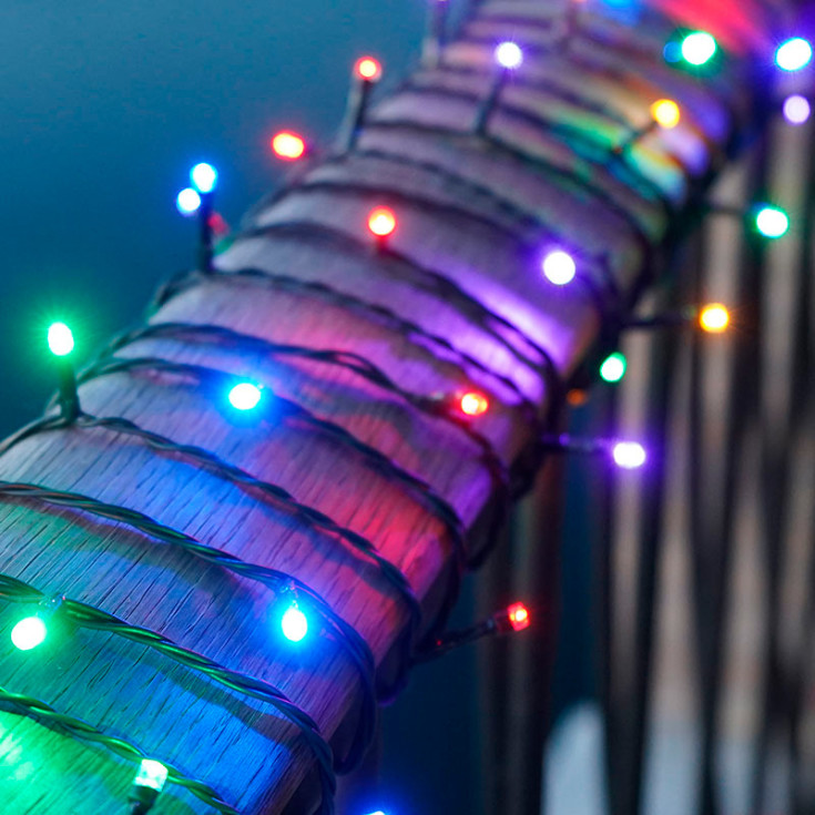 10 stk Sirius Easy-Line lyslenke utendørs, batteri, 80 fargede lys, 7,9 meter