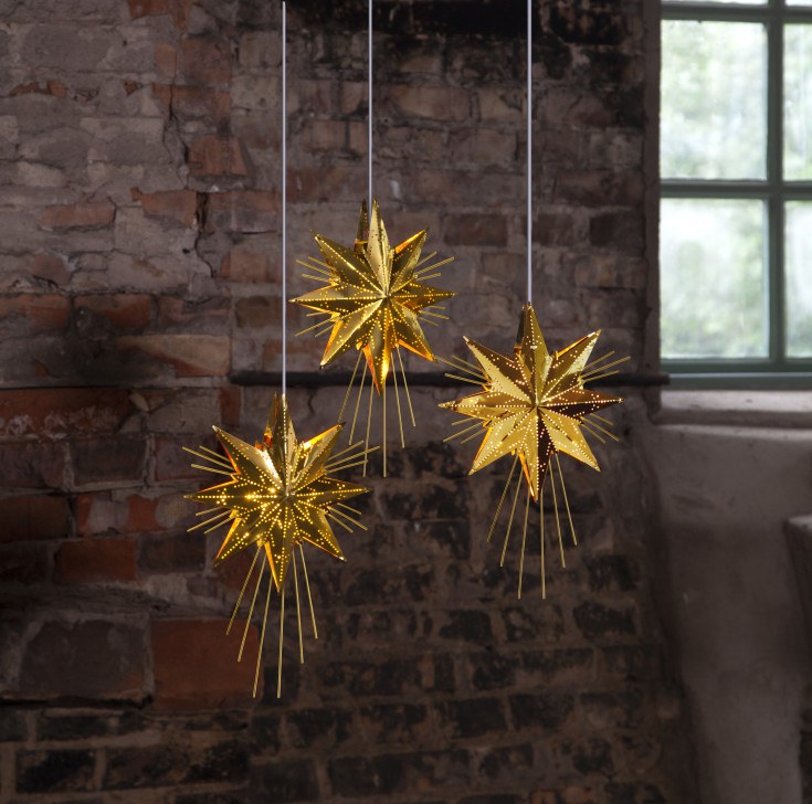 Star Trading Mini Luxe adventsstjärna med ljus, 25 cm, mässing