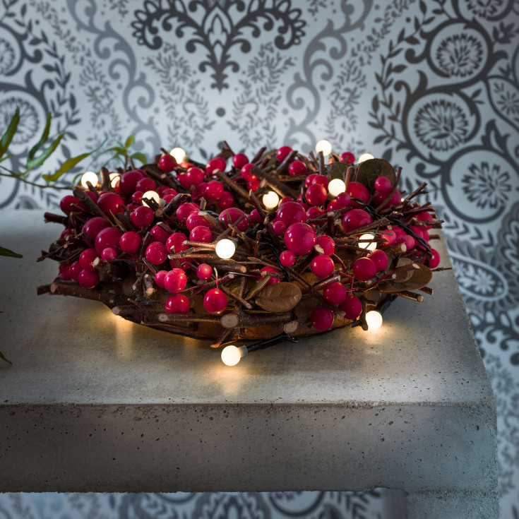 Konstsmide Cherry lyslenke, batteri, 20 varmhvite lys, 1,52 meter