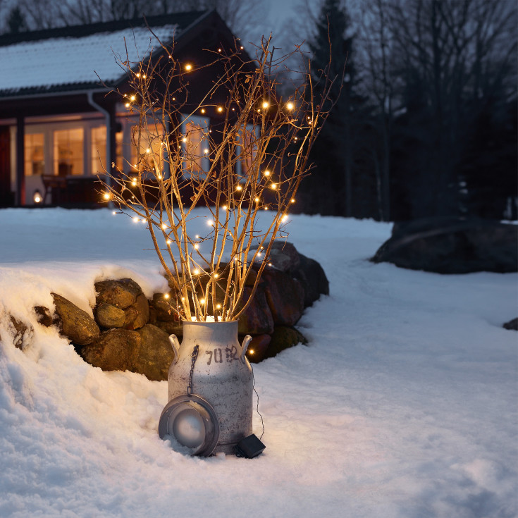 6 stk Konstsmide udendørs lyskæde, batteri, 120 varm hvide lys, 11,9 meter