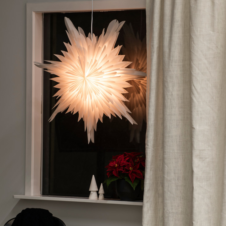 Konstsmide adventsstjärna med ljus, 80 cm, vit