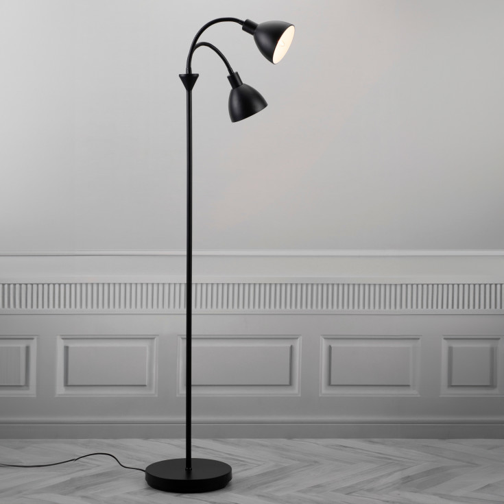 Nordlux Ray Flex gulvlampe, 2-arme, sort