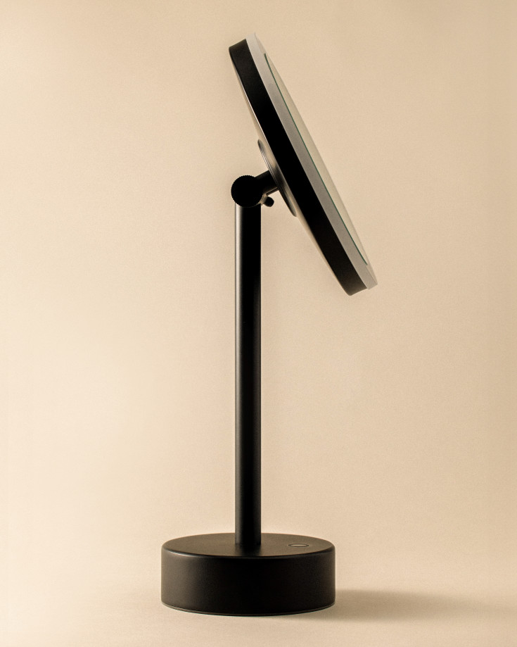 Cosmic Essentials makeup spejl med lys, dæmpbar, Ø24,8 cm, mat sort