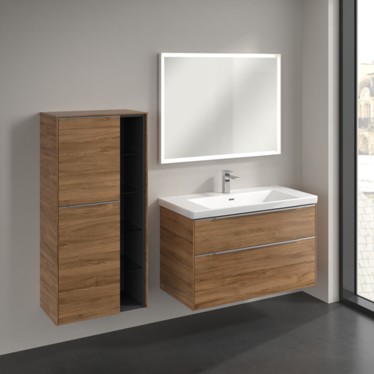 Villeroy & Boch Subway 3.0 højskab, 57,4x120 cm, eg