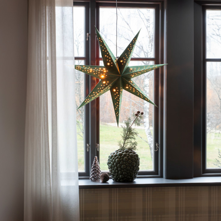 Konstsmide julestjerne med lys, 78 cm, grønn