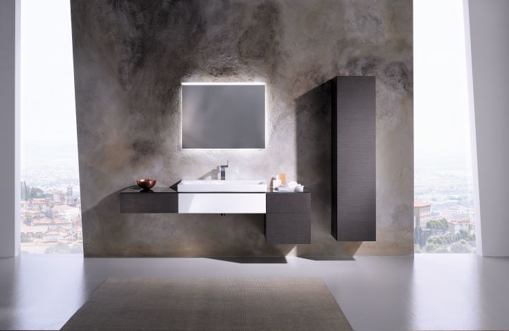 Geberit Xeno² spegel med belysning, dimbar, touch, 90x71 cm, borstad aluminium