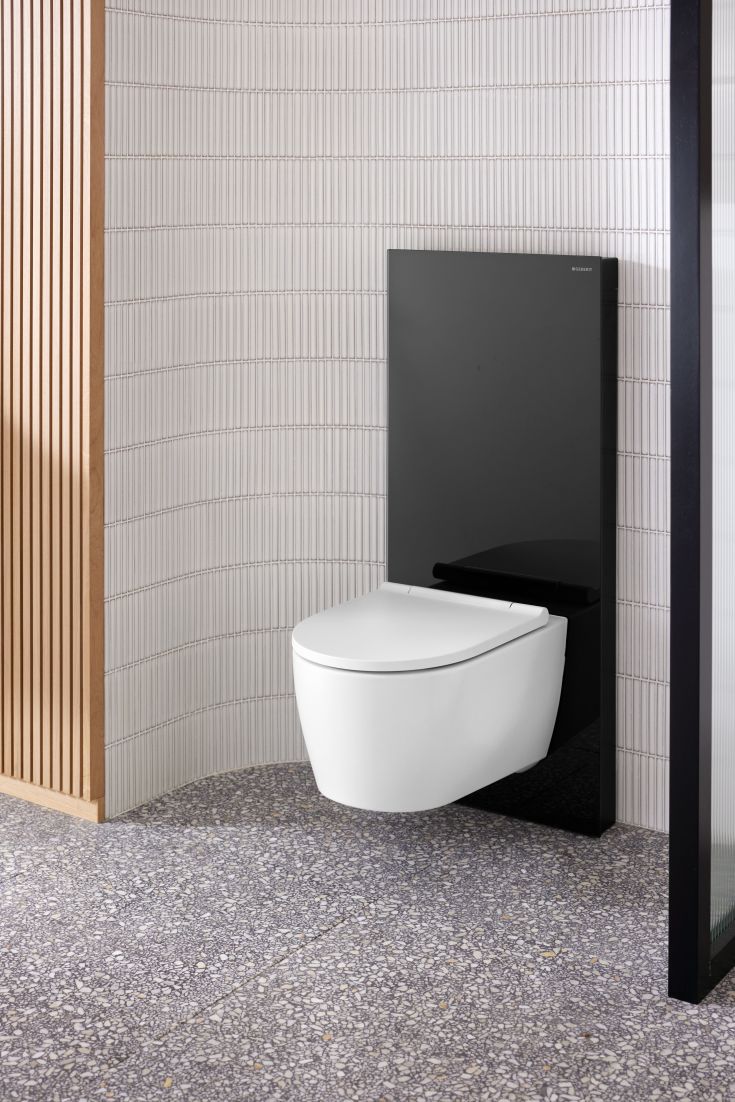 Geberit Monolith Plus cisterne til væghængt toilet, 114 cm, sort glas