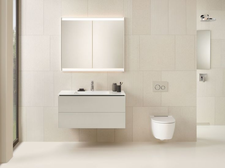 Geberit One tvättställsunderskåp, 103,6x47 cm, högglans beige