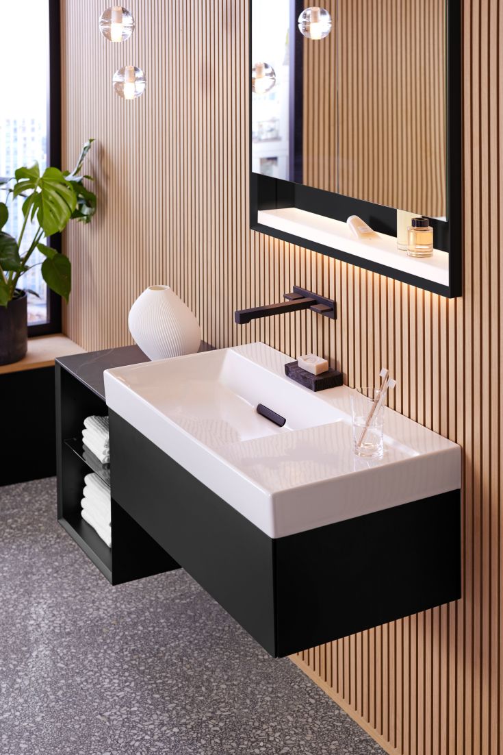 Geberit One toppskiva, 45x46,5 cm, matt svart