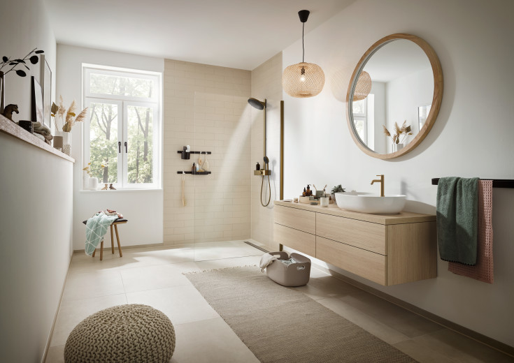 Hansgrohe Pulsify S duschset, vattenbesparande, borstad brons