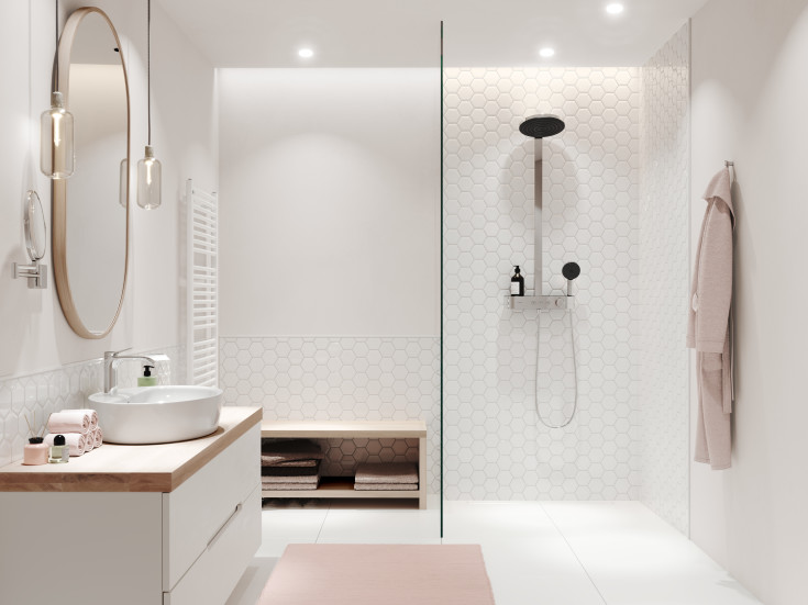 4 stk Hansgrohe Pulsify S brusesæt, vandbesparende, krom