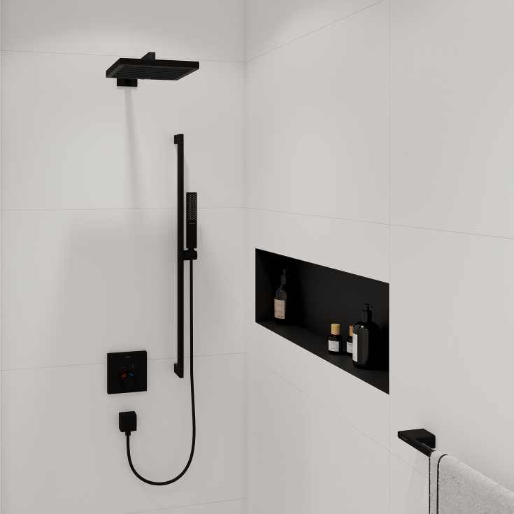 Hansgrohe Pulsify E takdusch, 26x26 cm, vattenbesparande, matt svart