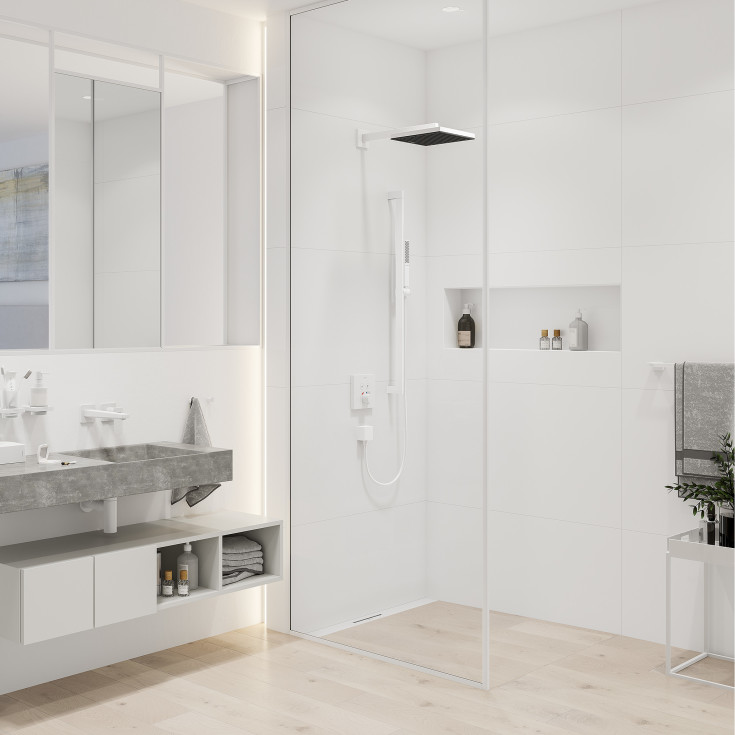 Hansgrohe Pulsify E dusjhode, 26x26 cm, vannbesparende, matt hvit